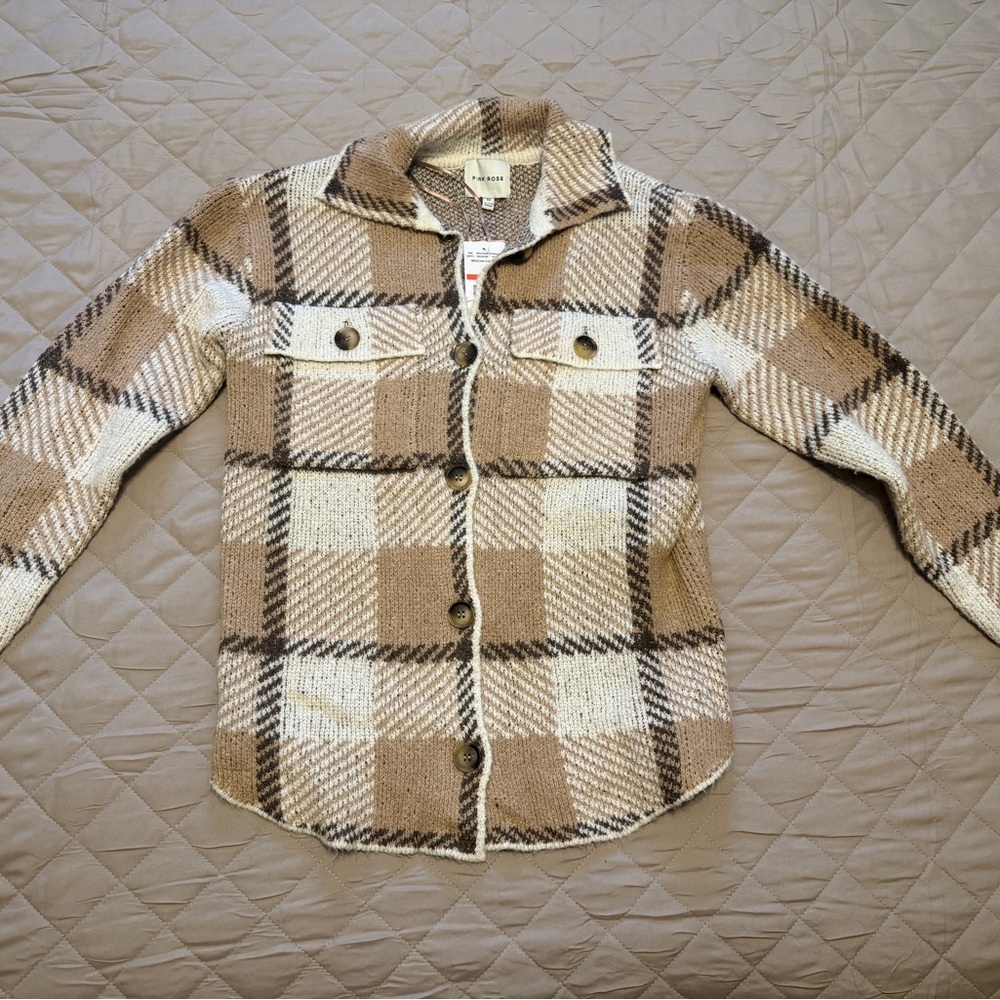 Pink Rose Mocha Combo Knit Sweater